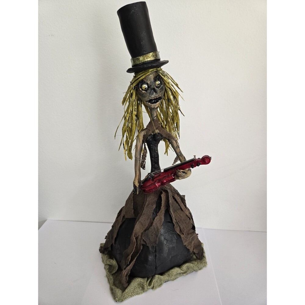 OOAK Creepy Oddity Art Doll Clay Figure Scarecrow Skeleton Ghoul Creature Violin